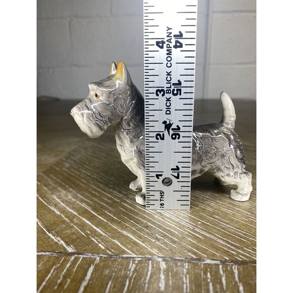 Vintage Gray Schnauzer Dog Scottish Terrier Figurine Porcelain Ceramic‎ Japan - Picture 10 of 11